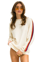 Load image into Gallery viewer, Aviator Nation Classic with Velvet Stripes Crew Sweatshirt in Vintage White