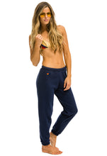 Load image into Gallery viewer, Aviator Nation 5 Stripe Sweatpants in Navy/Neon Rainbow