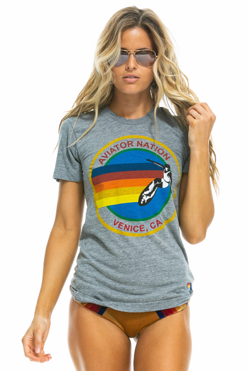 Aviator Nation Unisex Signature Tee in Heather Grey