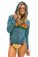 Load image into Gallery viewer, Aviator Nation 6 Stripe Zip Hoodie in Blue Serape Rainbow