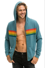 Load image into Gallery viewer, Aviator Nation 6 Stripe Zip Hoodie in Blue Serape Rainbow