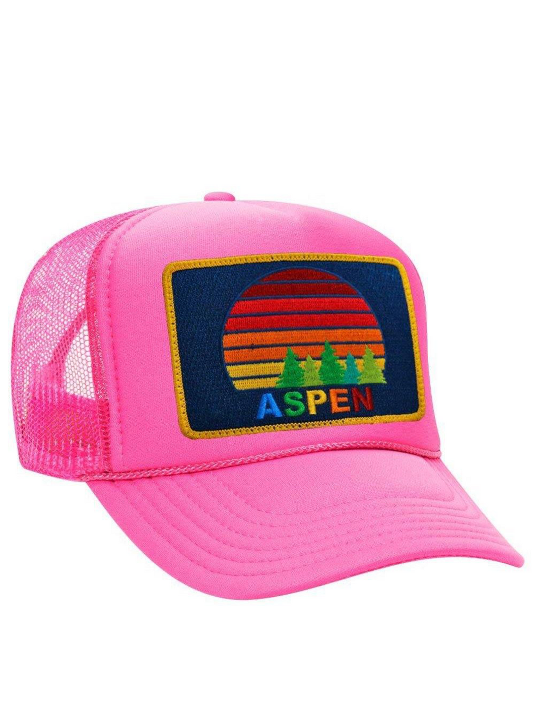 Aviator Nation Aspen Sunset Trucker Hat in Neon Pink