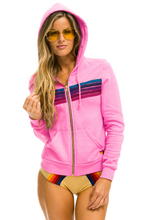 Load image into Gallery viewer, Aviator Nation 5 Stripe Unisex Hoodie  Neon Pink/Pink Purple