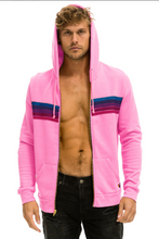 Load image into Gallery viewer, Aviator Nation 5 Stripe Unisex Hoodie  Neon Pink/Pink Purple