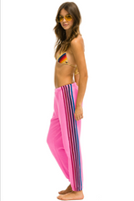 Load image into Gallery viewer, Aviator Nation 5 Stripe Women&#39;s Sweatpant Neon Pink/Pink Purple