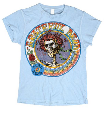 Madeworn Grateful Dead Dead Head Unisex Destroyed Crew Tee in Blue Haze