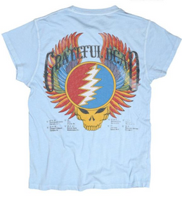 Madeworn Grateful Dead Dead Head Unisex Destroyed Crew Tee in Blue Haze