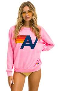 AVIATOR NATION UNISEX LOGO SWEATSHIRT IN NEON PINK