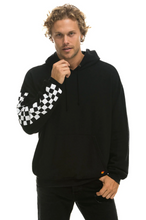 Load image into Gallery viewer, Aviator Nation RELAXED CHECK SLEEVE UP WITH CCc CC PULLOVER UNISEX HOODIE - BLACK