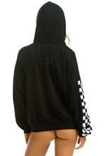 Load image into Gallery viewer, Aviator Nation RELAXED CHECK SLEEVE UP WITH CCc CC PULLOVER UNISEX HOODIE - BLACK