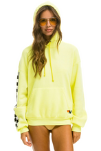 Load image into Gallery viewer, Aviator Nation RELAXED CHECK SLEEVE PULLOVER UNISEX HOODIE - NEON YELLOW