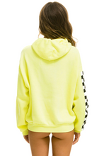 Load image into Gallery viewer, Aviator Nation RELAXED CHECK SLEEVE PULLOVER UNISEX HOODIE - NEON YELLOW