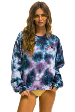 Load image into Gallery viewer, AVIATOR NATION HAND DYED UNISEX CREW SWEATSHIRT RELAXED - TIE DYE BLUE PURPLE