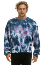 Load image into Gallery viewer, AVIATOR NATION HAND DYED UNISEX CREW SWEATSHIRT RELAXED - TIE DYE BLUE PURPLE