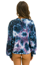 Load image into Gallery viewer, AVIATOR NATION HAND DYED UNISEX CREW SWEATSHIRT RELAXED - TIE DYE BLUE PURPLE