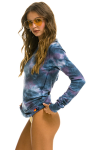 AVIATOR NATION HAND DYED UNISEX THERMAL - TIE DYE BLUE PURPLE