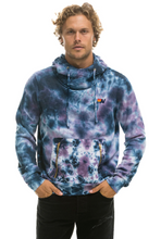 Load image into Gallery viewer, AVIATOR NATION HAND DYED NINJA PULLOVER UNISEX HOODIE - TIE DYE BLUE PURPLE