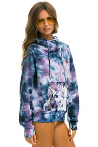 AVIATOR NATION HAND DYED NINJA PULLOVER UNISEX HOODIE - TIE DYE BLUE PURPLE