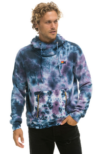 AVIATOR NATION HAND DYED NINJA PULLOVER UNISEX HOODIE - TIE DYE BLUE PURPLE