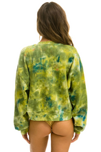 Load image into Gallery viewer, AVIATOR NATION HAND DYED SMILEY 2 CREW UNISEX SWEATSHIRT RELAXED - TIE DYE GREEN YELLOW