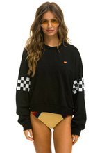 Load image into Gallery viewer, Aviator Nation CHECK 2 SLEEVE UNISEX CREW SWEATSHIRT - BLACK