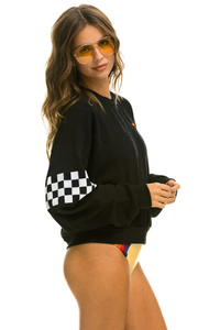 Aviator Nation CHECK 2 SLEEVE UNISEX CREW SWEATSHIRT - BLACK