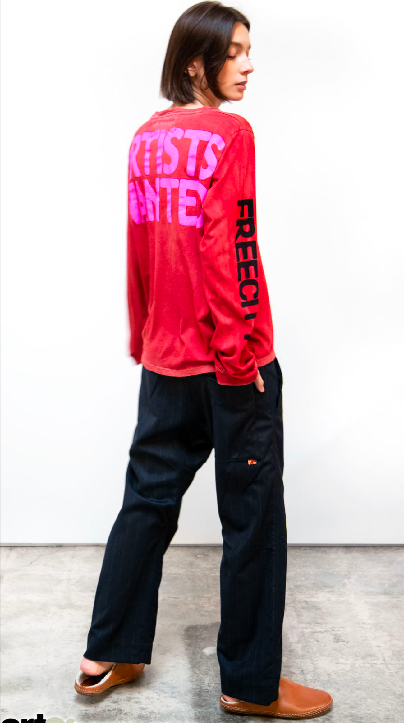 FREE CITY Artists Wanted Long Sleeve Tee in Artyard Red, Moon Dust 