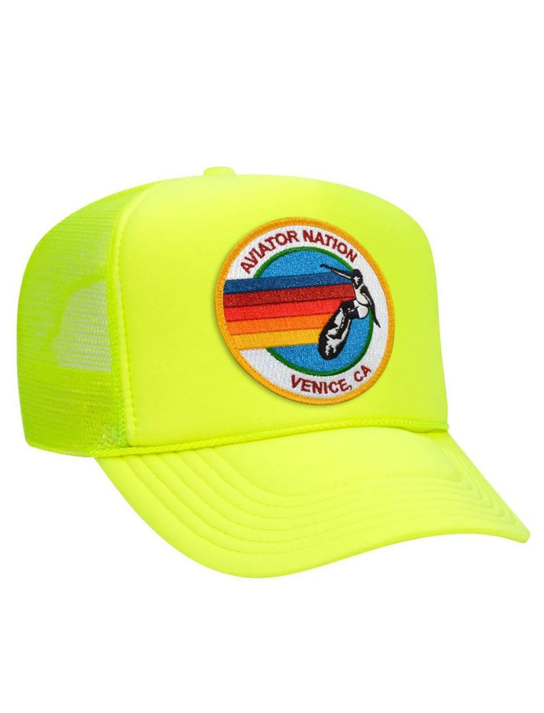 Aviator Nation Signature Vintage Low Rise Trucker Hat in Neon Yellow