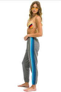 Aviator Nation 5 Stripe Sweatpants in Heather Grey/Blue