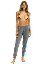 Load image into Gallery viewer, Aviator Nation 5 Stripe Sweatpants in Heather Grey/Blue