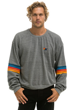 Load image into Gallery viewer, Aviator Nation RAINBOW STITCH SLEEVE CREW UNISEX SWEATSHIRT RELAXED - HEATHER GREY 2