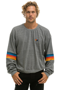 Aviator Nation RAINBOW STITCH SLEEVE CREW UNISEX SWEATSHIRT RELAXED - HEATHER GREY 2