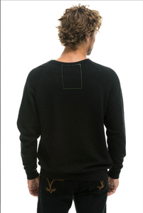 Aviator Nation LIGHT WEIGHT BOLT CREW UNISEX SWEATSHIRT - BLACK // NEON PINK