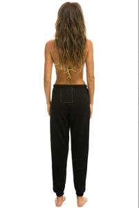 Aviator Nation WOMEN'S LIGHT WEIGHT BOLT SWEATPANTS - BLACK // NEON PINK