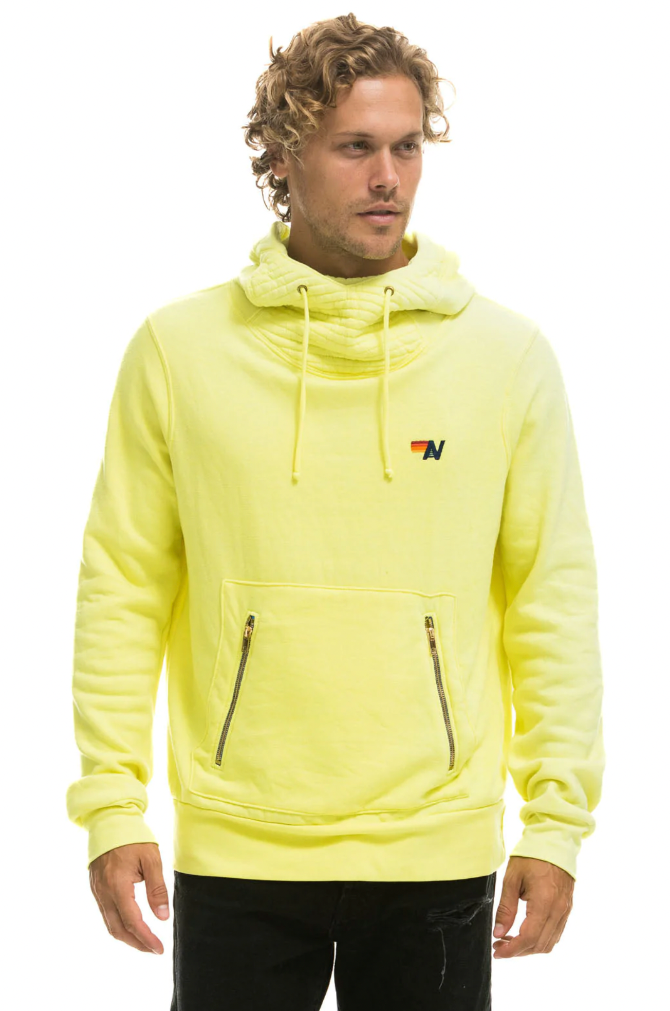 Aviator Nation NINJA PULLOVER UNISEX HOODIE NEON YELLOW SINGER22