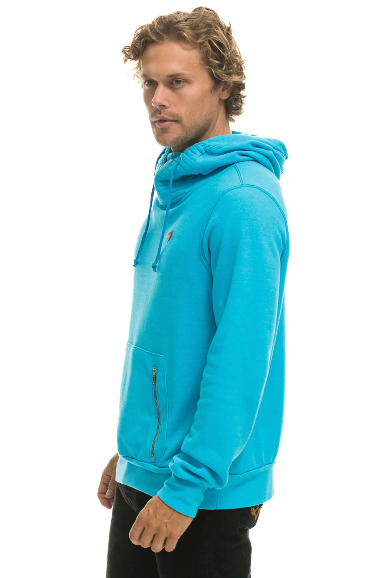 Aviator Nation NINJA PULLOVER UNISEX HOODIE NEON BLUE SINGER22