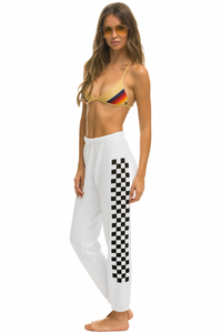 Aviator Nation WOMEN'S CHECK LEG SWEATPANTS - WHITE