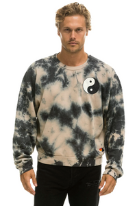 AVIATOR NATION HAND DYED YIN YANG RELAXED CREW UNISEX SWEATSHIRT - TIE DYE DUSTY