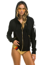 Load image into Gallery viewer, AVIATOR NATION BOLT 4 ZIP UNISEX HOODIE RELAXED WITH POCKETS - BLACK