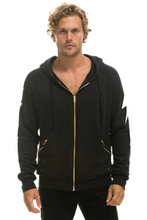 Load image into Gallery viewer, AVIATOR NATION BOLT 4 ZIP UNISEX HOODIE RELAXED WITH POCKETS - BLACK