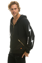 Load image into Gallery viewer, AVIATOR NATION BOLT 4 ZIP UNISEX HOODIE RELAXED WITH POCKETS - BLACK