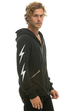Load image into Gallery viewer, AVIATOR NATION BOLT 4 ZIP UNISEX HOODIE RELAXED WITH POCKETS - BLACK