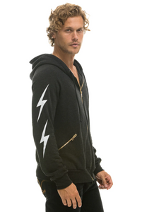 AVIATOR NATION BOLT 4 ZIP UNISEX HOODIE RELAXED WITH POCKETS - BLACK