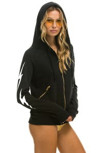 AVIATOR NATION BOLT 4 ZIP UNISEX HOODIE RELAXED WITH POCKETS - BLACK