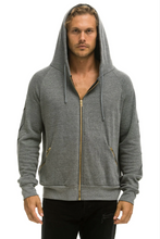 Load image into Gallery viewer, AVIATOR NATION BOLT 4 ZIP UNISEX HOODIE RELAXED WITH POCKETS - HEATHER GREY