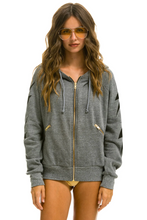 Load image into Gallery viewer, AVIATOR NATION BOLT 4 ZIP UNISEX HOODIE RELAXED WITH POCKETS - HEATHER GREY