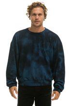 Load image into Gallery viewer, AVIATOR NATION HAND DYED UNISEX CREW SWEATSHIRT RELAXED - TIE DYE BLUE BLACK