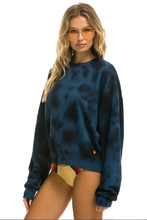 Load image into Gallery viewer, AVIATOR NATION HAND DYED UNISEX CREW SWEATSHIRT RELAXED - TIE DYE BLUE BLACK