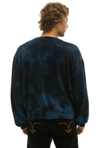 AVIATOR NATION HAND DYED UNISEX CREW SWEATSHIRT RELAXED - TIE DYE BLUE BLACK