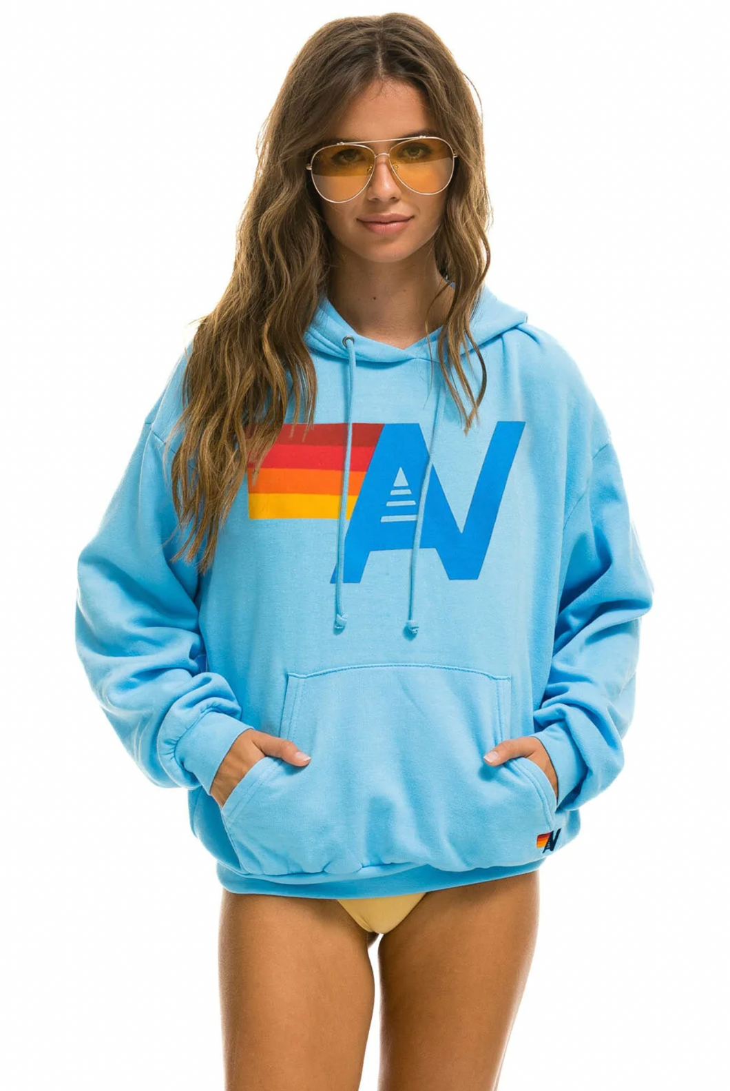 AVIATOR NATION LOGO UNISEX PULLOVER RELAXED HOODIE - SKY